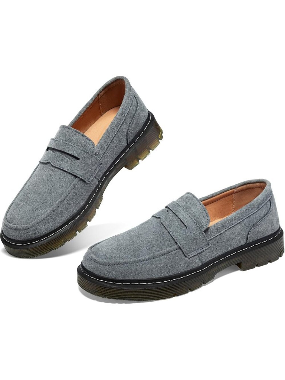 Women's Grey Suede Comfort Fashion Casual Business Work Slip-On Flats Loafer